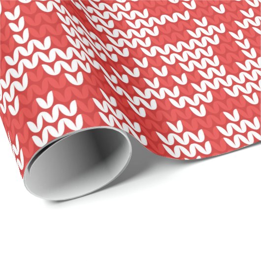 Gebreid Stitch Pattern1 Red/White ID208 Cadeaupapier (Rol Hoek)