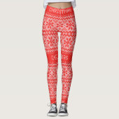 Gebreid Stitch Pattern1 Red/White ID208 Leggings (Voorkant)