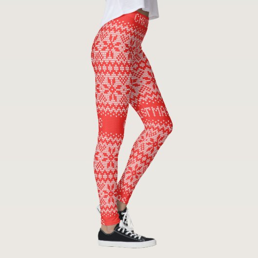 Gebreid Stitch Pattern1 Red/White ID208 Leggings (Rechts)