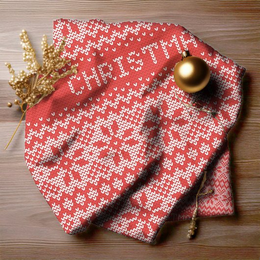 Gebreid Stitch Pattern1 Red/White ID208 Stof