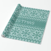 Gebreid Stitch Pattern8 Green ID208 Cadeaupapier (Uitgerold)