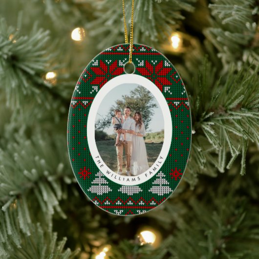 Gebreid trui patroon foto keramisch ornament (Boom)