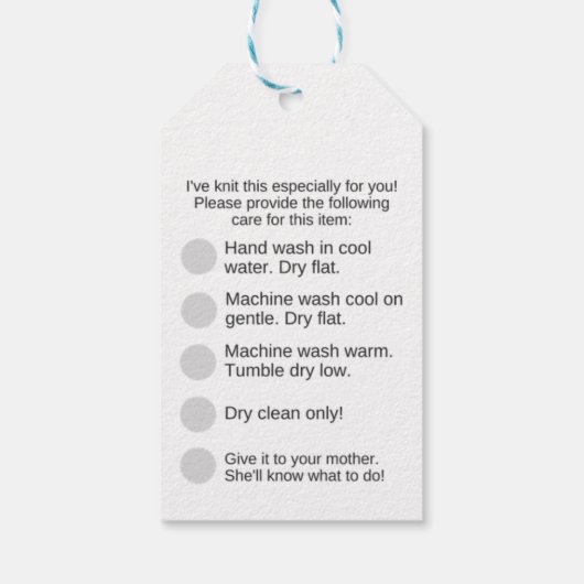 Gebreid voor u Gepersonaliseerd met zorginfo Cadeaulabel (Achterkant)