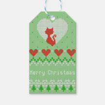  gebreid X-Mas Kat Hart Breipatroon Groen