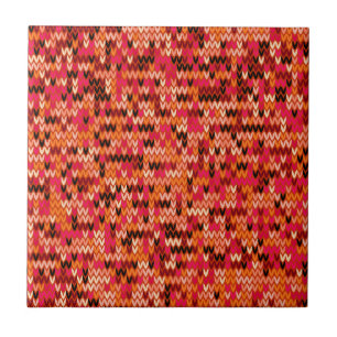 Gebreide abstracte Scandinavische motief in rode t Tegeltje