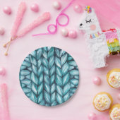 Gebreide blauwe Feestdagen Papieren Bordje (Feest)