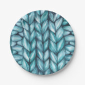 Gebreide blauwe Feestdagen Papieren Bordje (Voorkant)