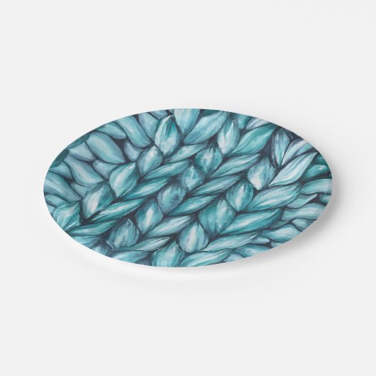 Gebreide blauwe Feestdagen Papieren Bordje (Gekanteld)