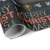 Gebreide Christelijk Vrolijk Kerstfeest Christelij Cadeaupapier (Rol Hoek)