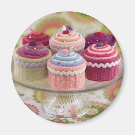 Gebreide cupcakes magneet (Voorkant)