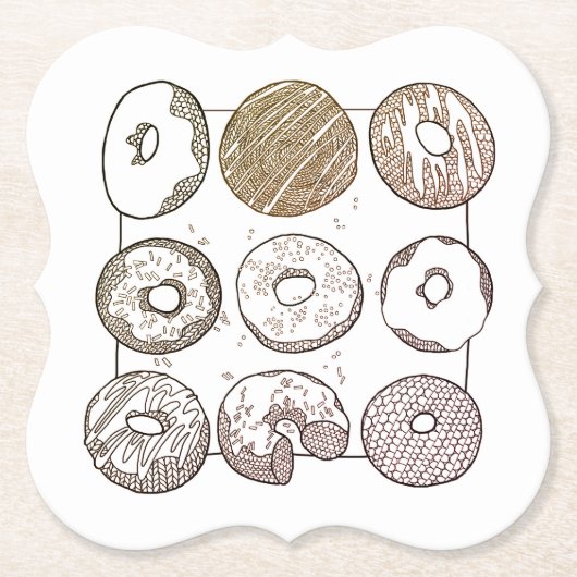 GEBREIDE DONUTS Haak Paper Coasters Kartonnen Onderzetters (Voorkant)