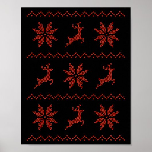 Gebreide Effect Kerstmis - Feestelijke Knit Poster (Voorkant)