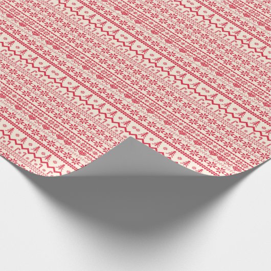 Gebreide elegante rode vrolijke kerst cadeaupapier (Hoek)