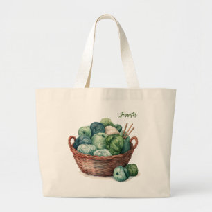 Gebreide garen gepersonaliseerde boodschappentasBr Grote Tote Bag