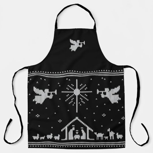 Gebreide Geboorte Engel Kerstmis Sweater Religieus Schort (Voorkant)
