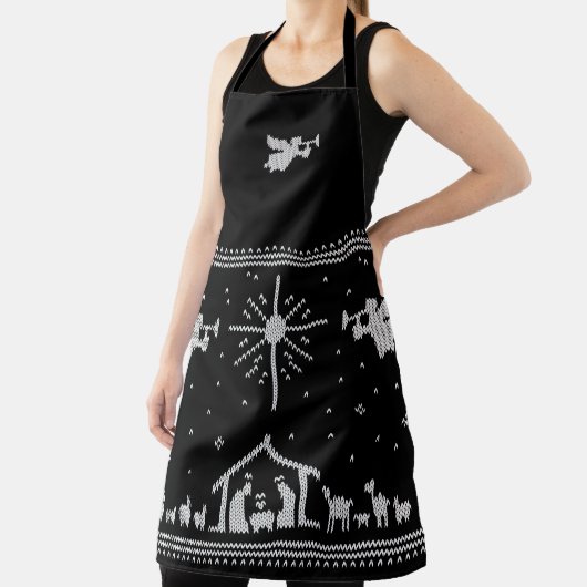 Gebreide Geboorte Engel Kerstmis Sweater Religieus Schort (Insitu)