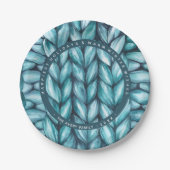 Gebreide Gepersonaliseerde Blauwe Vakantie Papieren Bordje (Voorkant)