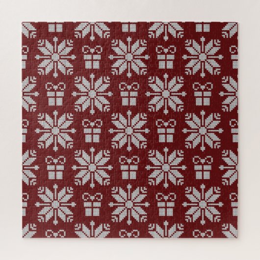 Gebreide geschenken: winterpatroon. legpuzzel (Verticaal)