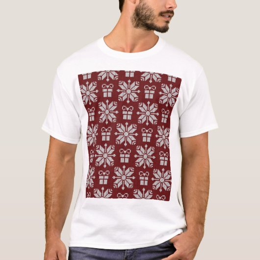 Gebreide geschenken: winterpatroon. t-shirt (Voorkant)