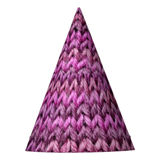 Gebreide harmonie: Paarse streep textuur Feesthoedjes (Voorkant)