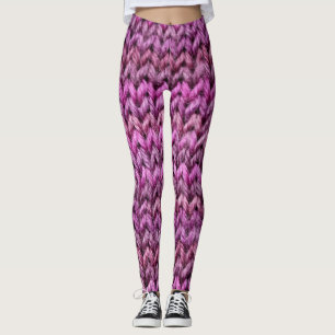Gebreide harmonie: Paarse streep textuur Leggings