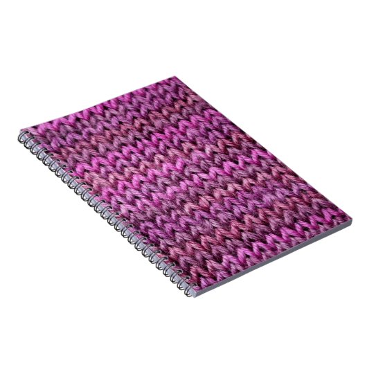 Gebreide harmonie: Paarse streep textuur Notitieboek (Rechterzijde)