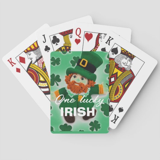 Gebreide kabouter st.Patrick's dag 2024 Pokerkaarten (Achterkant)