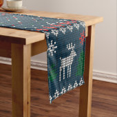 Gebreide Kerst Herten Pine Tree Decoratief Korte Tafelloper (Voorbeeld)