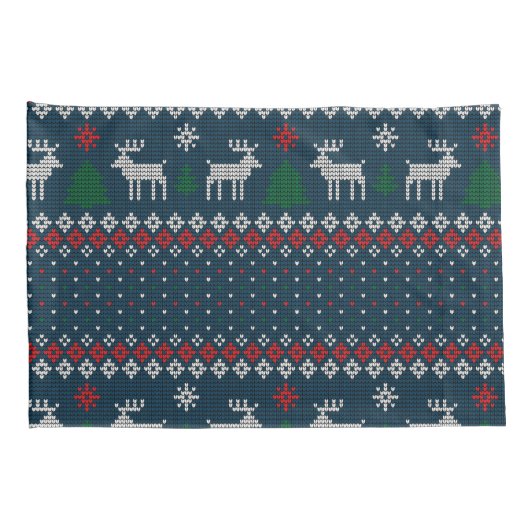 Gebreide Kerst Herten Pine Tree Decoratief Kussensloop (Achterkant-Rechts)