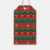 Gebreide kerst patroon aangepaste naam cadeaulabel (Achterkant)