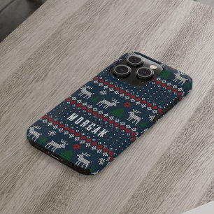 Gebreide Kerst Pine Tree Deer Pattern iPhone 15 Pro Case