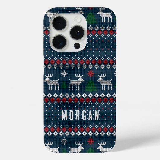 Gebreide Kerst  Pine Tree Deer Pattern Case-Mate iPhone Case (Achterkant)