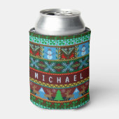 Gebreide kerst sneeuwmannen rendieren vakantie | N Blikjeskoeler (Blikje Voorkant)