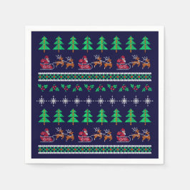 Gebreide Kerst Trui Patroon op Navy Blue Servet