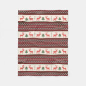 Gebreide kerstboomstructuur voor rendieren | FEEST Fleece Deken (Voorkant)