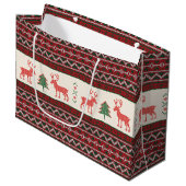 Gebreide kerstboomstructuur voor rendieren | FEEST Groot Cadeauzakje (Voorkant Gekanteld)