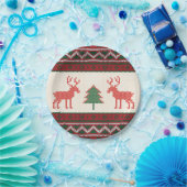 Gebreide kerstboomstructuur voor rendieren | FEEST Papieren Bordje (Feest)