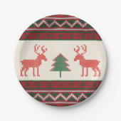 Gebreide kerstboomstructuur voor rendieren | FEEST Papieren Bordje (Voorkant)