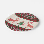 Gebreide kerstboomstructuur voor rendieren | FEEST Papieren Bordje (Gekanteld)