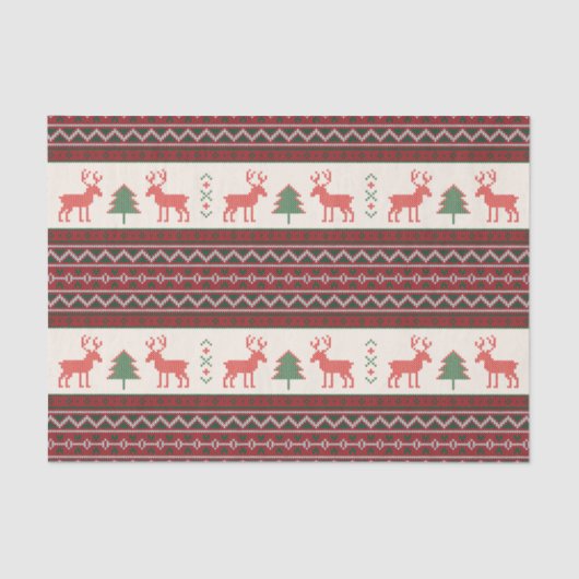 Gebreide kerstboomstructuur voor rendieren | FEEST Tissuepapier (Voorkant)