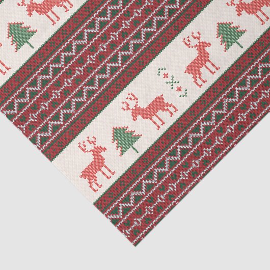 Gebreide kerstboomstructuur voor rendieren | FEEST Tissuepapier (Detail)