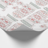 Gebreide kersthandschoenen patroon cadeaupapier (Hoek)