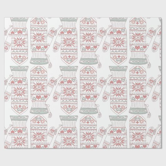 Gebreide kersthandschoenen patroon cadeaupapier (Vlak)