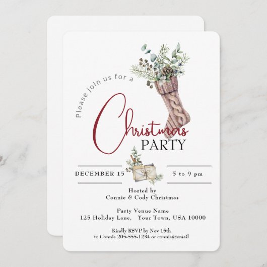 GEBREIDE KERSTKOUS MET GROENE PARTIJ KAART (Voorkant / Achterkant)