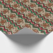 Gebreide kerstman kerstpatroon cadeaupapier (Hoek)