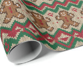 Gebreide kerstman kerstpatroon cadeaupapier (Rol Hoek)