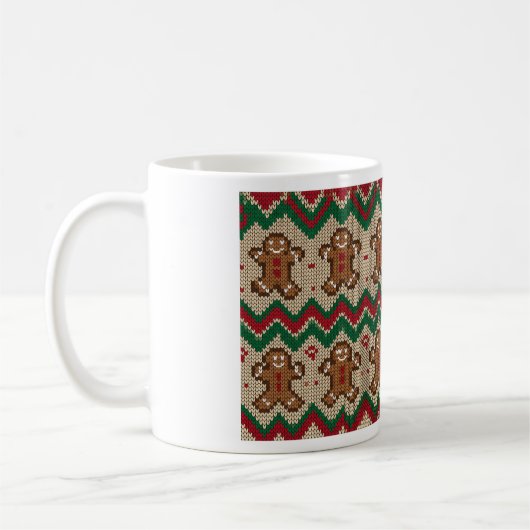 Gebreide kerstman kerstpatroon  koffiemok (Links)