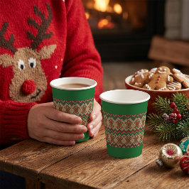 Gebreide kerstman kerstpatroon papieren bekers