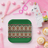 Gebreide kerstman kerstpatroon  papieren bordje (Feest)