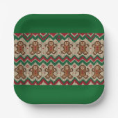 Gebreide kerstman kerstpatroon papieren bordje (Voorkant)